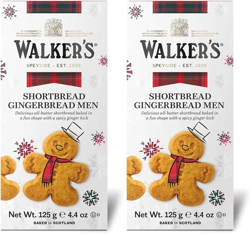Walker's Shortbread 8 galletas de jengibre con forma de hombre, galletas shortbread de mantequilla pura, 4 onzas (paquete de 2)