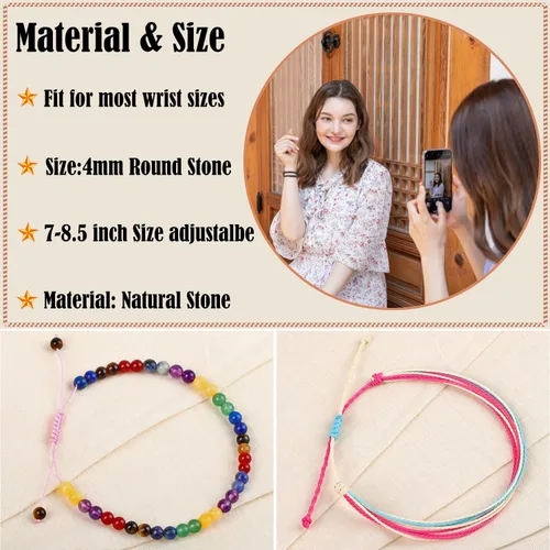 Vista 6 de LPBeads Pulsera de piedra natural hecha a mano de tamaño ajustable