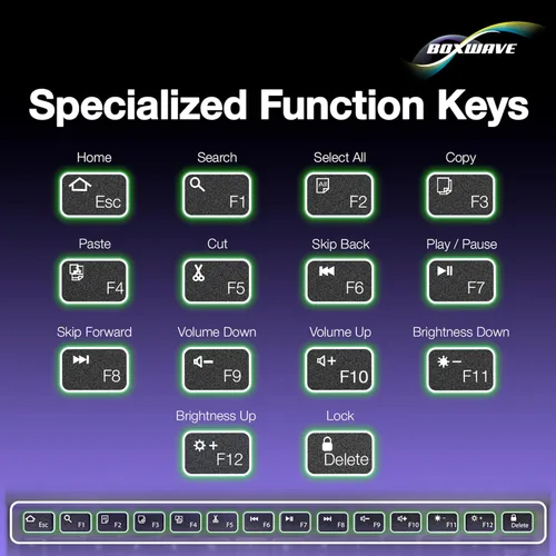 Vista 6 de Teclado BoxWave compatible con Xiaomi 12S Ultra - Teclado Bluetooth SlimKeys - con retroiluminación, teclado portátil con luz trasera conveniente