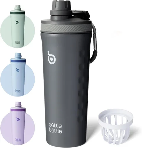 Vista 7 de BOTTLE BOTTLE Botella agitadora aislada de 26 onzas, botella de agua aislada para hombres y mujeres, mezclador de proteínas para gimnasio, taza