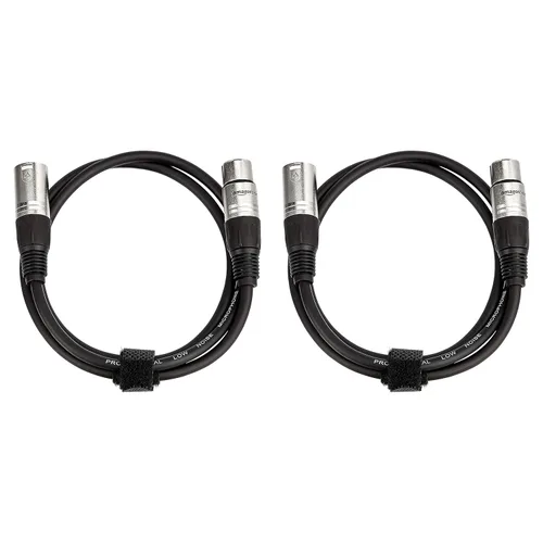 Vista 4 de Amazon Basics Paquete de 2 cables de micrófono XLR para altavoz o sistema PA, todos los conductores de cobre, chaqueta de PVC de 0.236 in, 3 pies