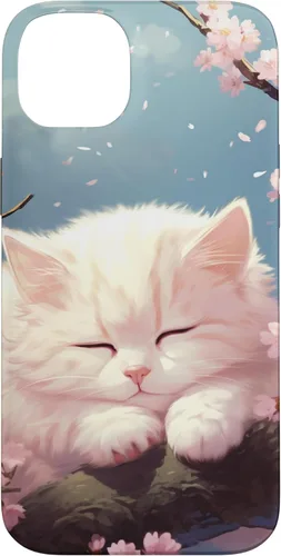 Vista 15 de Cute Sleeping Cat in Cherry Blossom Anime Kawaii Kitten Cat Case for iPhone 17
