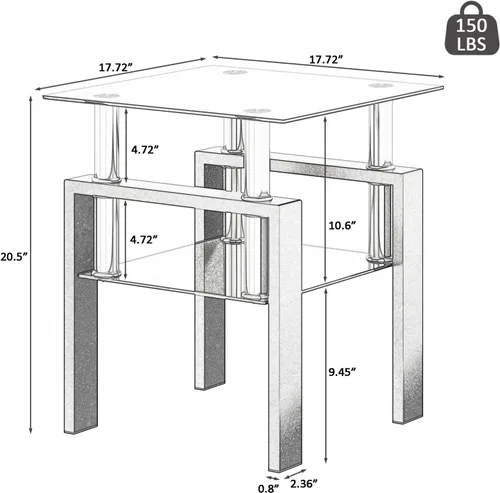 Vista 54 de IANIYA Juego de mesa de 3 piezas para sala de estar, moderno juego de mesa auxiliar de vidrio templado, mesa auxiliar de vidrio con marco de metal