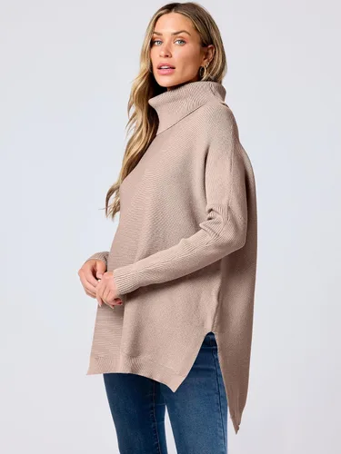 Vista 4 de ANRABESS Suéter de punto holgado para mujer, cuello alto, manga murciélago, casual, holgado, suéter de punto, para otoño 2025