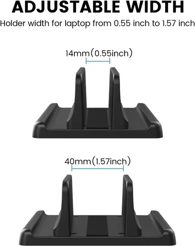 Vista 3 de Soporte vertical 3 en 1 para laptop, base ajustable de plástico ABS para computadora de escritorio, soporte vertical para laptop, ahorro de espacio