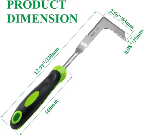 Vista 5 de Jiozermi Herramienta de extracción de malezas de mano, herramienta de acero inoxidable en forma de L para jardín, herramienta de desbrozadora