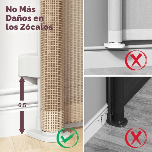Vista 3 de Puertas de malla retráctiles para bebés y mascotas; para escalera, pasillos, terraza, porche, interiores y exteriores; elementos de seguridad; Beige