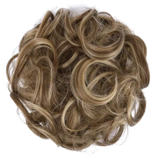 Vista 2 de Elaine Moño desordenado para mujer, cabello grueso y rizado, extensiones de cabello sintético ondulado, moño recogido, extensiones de cabello