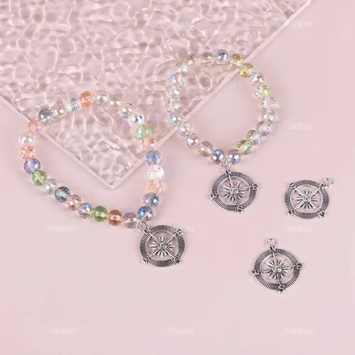 Vista 4 de AUEAR, Colgantes de brújula, cuentas espaciadoras de aleación para pulseras, collares, joyería, manualidades, bricolaje