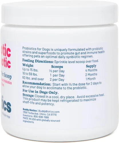 Vista 7 de Probiótico + polvo prebiótico para perros – 7 cepas probióticas con FOS prebiótico, apoya la flora intestinal, la salud digestiva e inmunológica, 5