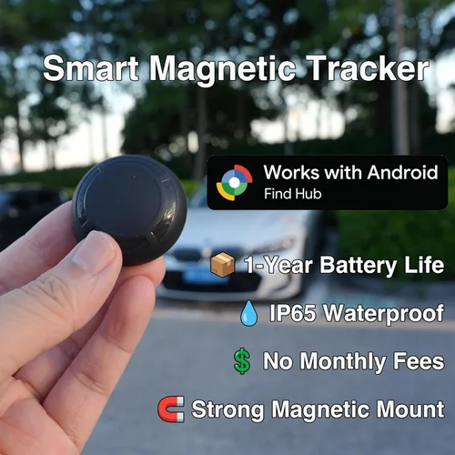 Vista 2 de Rastreador GPS para vehículos: Google Find Hub habilitado, sin tarifa mensual, dispositivo de seguimiento magnético oculto impermeable