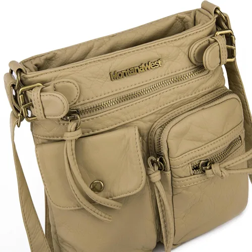 Vista 5 de Montana West Crossbody Bag for Women Multi Pocket Shoulder Medium Travel Purses Ultra Soft Washed Leather