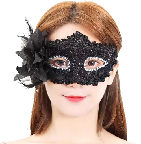 Vista 2 de Máscara veneciana para mujer, con encaje de flores, para Halloween, Navidad, Mardi Gras, fiesta de disfraces