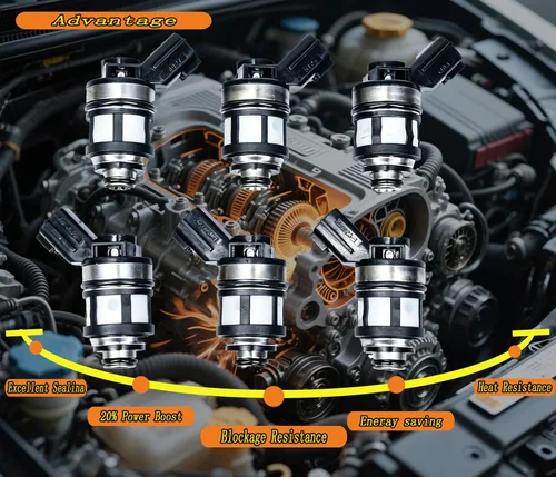 Vista 5 de Juego de 6 inyectores de combustible JS23-1 16600-38Y10 de repuesto para Nissan Frontier Pathfinder Xterra 3.3L 1996-2004, aumenta la potencia