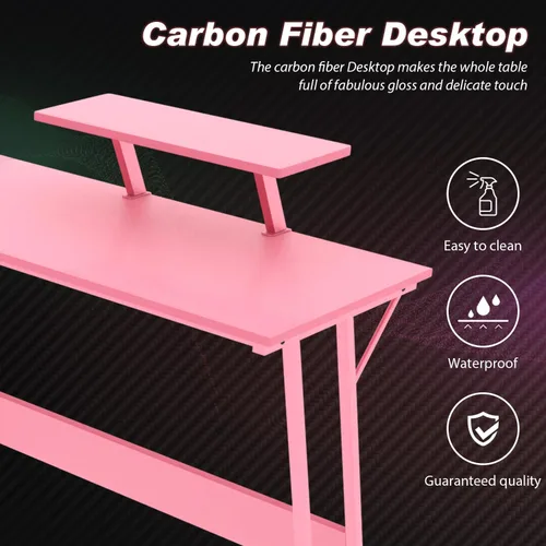 Vista 17 de Escritorio para juegos en forma de L de 51 pulgadas, escritorio de computadora para dormitorio, escritorio negro en forma de L