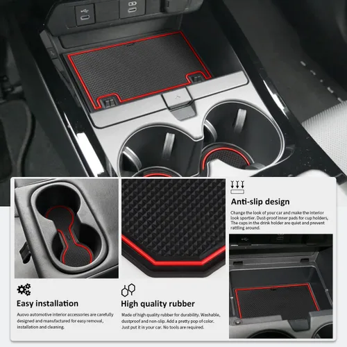 Vista 21 de Auovo Cup Holder Insert Linerts for Toyota Prius Accessories 2016-2022 Custom Fit Anti dust Mats Door Pocket Liners Cup Holder Console Mats Pads