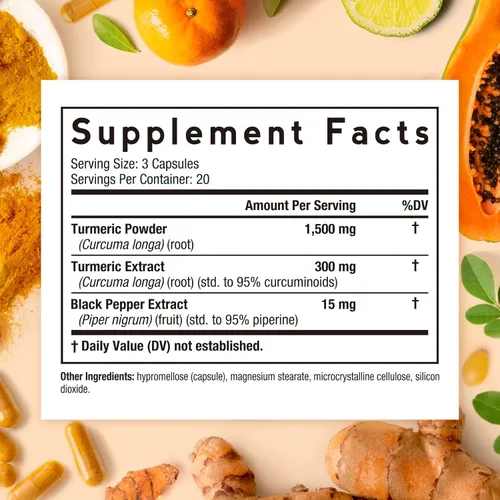 Vista 2 de Doctor's Recipes Curcumina de cúrcuma con extracto de pimienta negra, suplemento de cúrcuma de alta absorción de ultra potencia con 95%