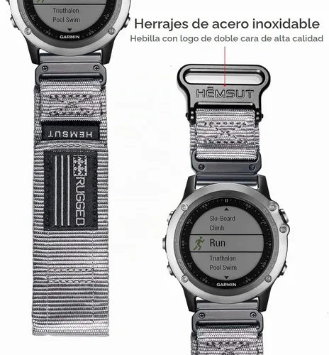 Vista 6 de Compatible con la Correa de Reloj Garmin, Correa Deportiva de Nylon Super Resistente con Diseño de Bucle Tejido, Banda de Reemplazo Dura