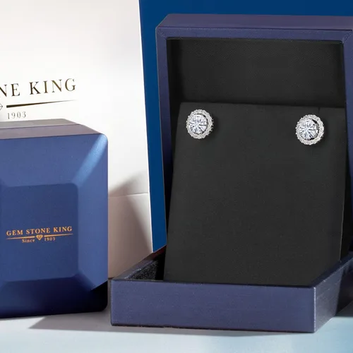 Vista 89 de Gem Stone King Aretes redondos de plata de ley 925 de 0.236 in con piedra natal extraíble para mujer