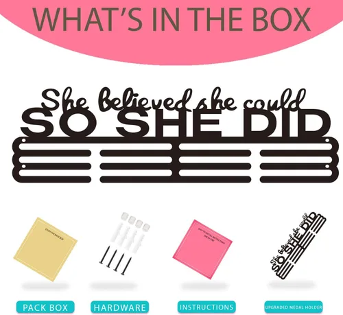 Vista 4 de Medal Hanger Display Upgrade-Medal Holder Wall Mount Easy to Install Race Runner for Your Medals