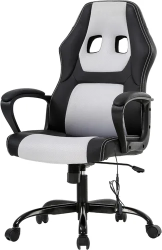 Vista 11 de PayLessHere Silla ergonómica de oficina para videojuegos, silla de computadora con soporte lumbar, silla ejecutiva ergonómica de piel sintética