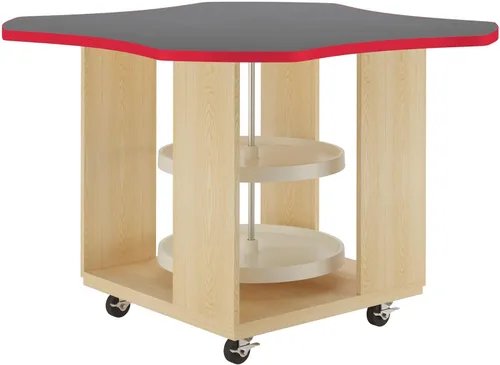 Vista 16 de Diversified Spaces Intermix - Estación de trabajo escolar de colaboración móvil, 48 x 48 x 30 pulgadas abierta con 2 tocadiscos Lazy Susan, parte