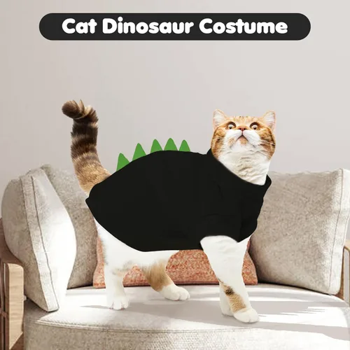 Vista 7 de DENTRUN Sphynx - Ropa de gato, lindo diseño de dinosaurio, disfraz de gato sin pelo, camisas de algodón transpirable, ropa de gato solo para gatos