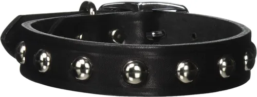 Vista 6 de Leather Brothers 12LS-BK14 - Collar de perro de cuero Latigo con tachuelas, tamaño mediano, color negro