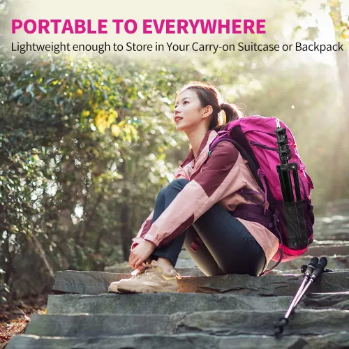 Vista 5 de Trípode para cámara, trípode ligero con placas de liberación rápida y soporte para teléfono para cámara DSLR, teléfono celular, Canon, Nikon, Sony