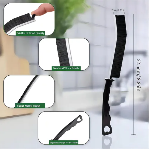 Vista 4 de 2 piezas de cepillo de limpieza de hendiduras, cepillo de hendiduras de cerdas duras multifuncional para baño, hogar, cocina, azulejos, ventana