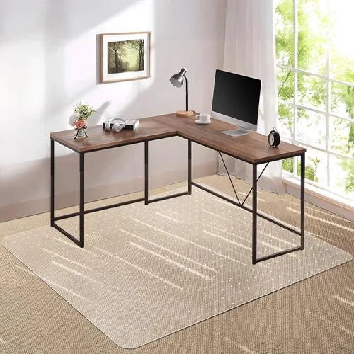 Vista 8 de Kuyal Tapete para silla de oficina para suelo de madera dura, rectangular, transparente, de 30 x 48 pulgadas, tapete grueso y duradero para sillas