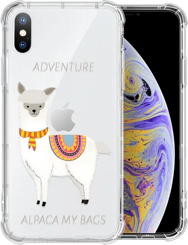 Funda compatible con iPhone X/Xs, TPU suave, transparente, a prueba de golpes, funda protectora transparente para iPhone X/XS, alpaca