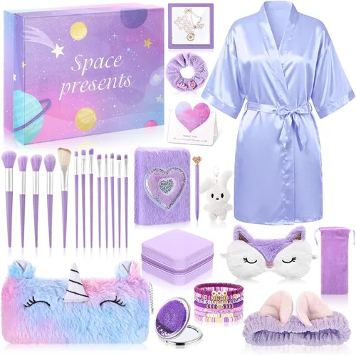 Eurzom 16 piezas de regalos de moda para adolescentes, regalo de cumpleaños para niñas adolescentes de 12 a 16 años, bata de maquillaje peluda,