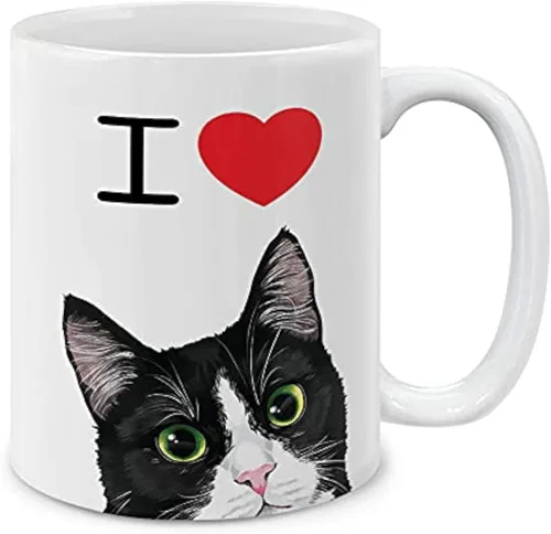 Vista 15 de MUGBREW Taza de café de cerámica con diseño de gato de carey, color negro, naranja, 11 onzas