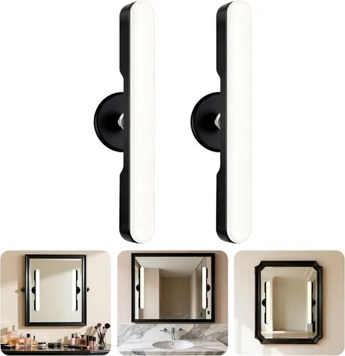 Vista 10 de Juego de 2 luces inalámbricas de maquillaje para espejo, barra de luz LED recargable para espejo de baño con 3 CCT regulables, luz inalámbrica