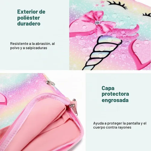 Vista 7 de Funda de transporte para tableta infantil Octsky - Bolsa protectora de 12.5 pulgadas con correa para el hombro, forro suave Butterfly Lake