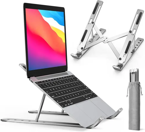 Vista 12 de ivoler Soporte para laptop, soporte elevador para laptop, soporte para tableta de computadora, 6 ángulos ajustables, de aluminio, ergonómico