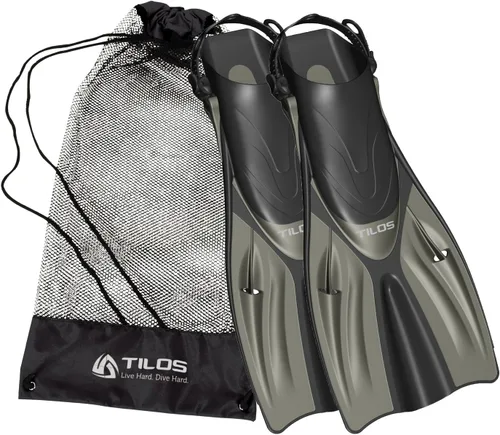 Vista 15 de Tilos Getaway - Aletas grandes de esnórquel de tacón abierto, aptas para viajes, aletas ajustables para pies anchos