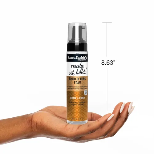 Vista 8 de Aunt Jackie's Curls & Coils Braid + Twist Collection Ready, Set, Hold Braid Setting Foam with Extra Firm Hold, 8.5 fl oz