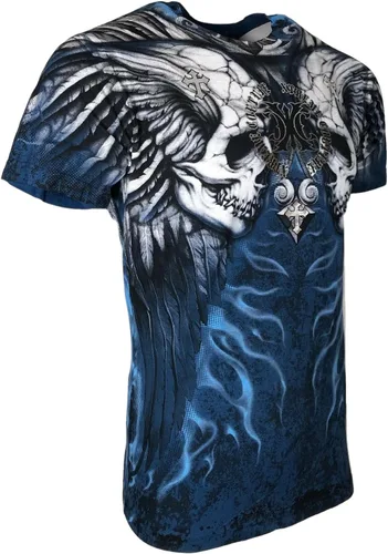 Vista 8 de Xtreme Couture by Affliction - Camiseta para hombre con diseño de cruz silenciosa, Azul