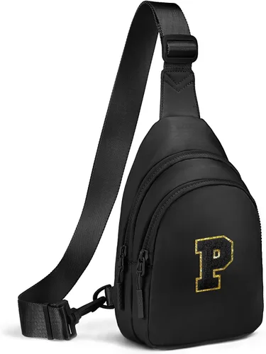 Vista 165 de Viverte Pequeña bolsa con inicial para niñas y mujeres, bonita cangurera cruzada de regalo