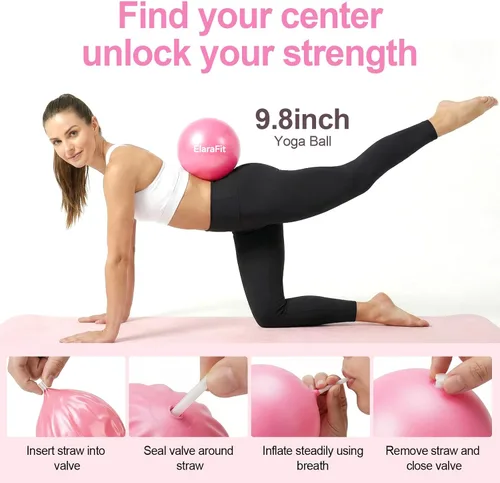 Vista 7 de ElaraFit Home Pilates Ring and Ball Set for Women with 5 Resistance Bands 13 inch Magic Circle Workout Starter Kit for Beginners Full Body Toning 15