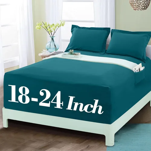 Vista 29 de Mocassi - Sábanas ajustadas de tamaño Twin con bolsillo profundo y efecto refrescante de hasta 16 pulgadas - Sábanas de lujo tipo hotel de 1800