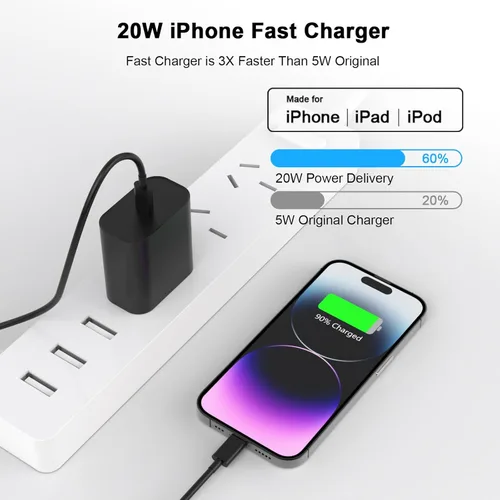 Vista 2 de [Certificado Apple MFi] Cargador de iPhone de carga rápida de 6 pies compatible con iPhone 14/13/12/11 Pro Max/Xs Max/XR/X, paquete de 2