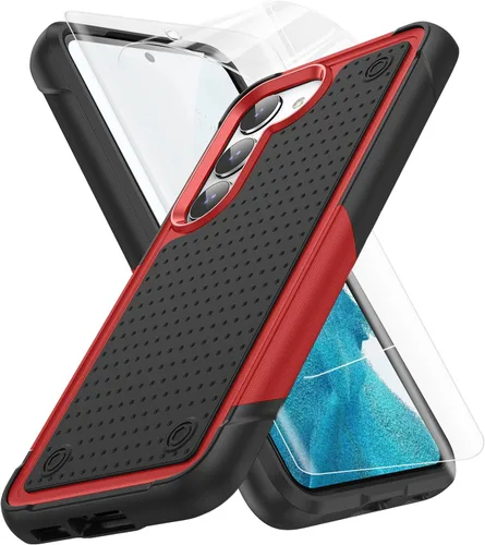 Vista 50 de Jeylly Funda para teléfono Galaxy S10, S10 con 2 protectores de pantalla de TPU suave, funda protectora delgada de doble capa con textura Un negro