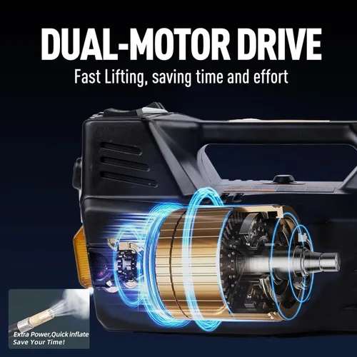 Vista 3 de Trihelper - Gato eléctrico para auto de 5 toneladas 12V, gato hidráulico con soporte para auto, gato de elevación con bomba de neumáticos integrada