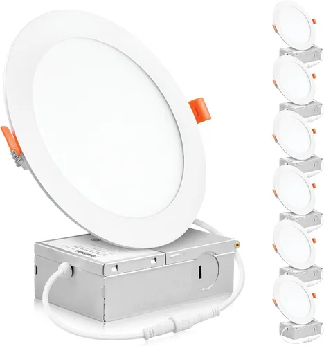 Vista 10 de PARMIDA (Paquete de 12) Luz de techo empotrable LED de 6 pulgadas ultradelgada con caja de conexiones, 12 W, luz de panel delgada de oblea sin 3000K