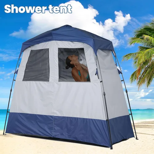 Vista 18 de Porayhut Camping Shower Tent Deluxe Changing Room Easy Set Up Privacy Shelter,Large Toilet Tent with Floor Drain Design for Beach, Camping,Hiking