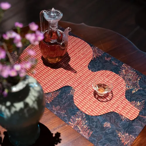 Vista 28 de Extra Long 2-Piece Table Runner Set 118, Waterproof Banquet Table Decor, Double Sided Event Cloth, Heavy Duty Tea Mat, Washable Reversible Brocade