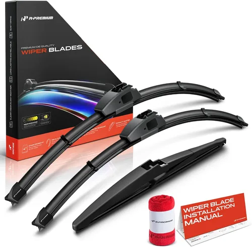 Vista 21 de A-Premium Juego de 3 limpiaparabrisas con indicador de desgaste y toalla, compatible con Dodge Nitro 2007-2011, juego de escobillas